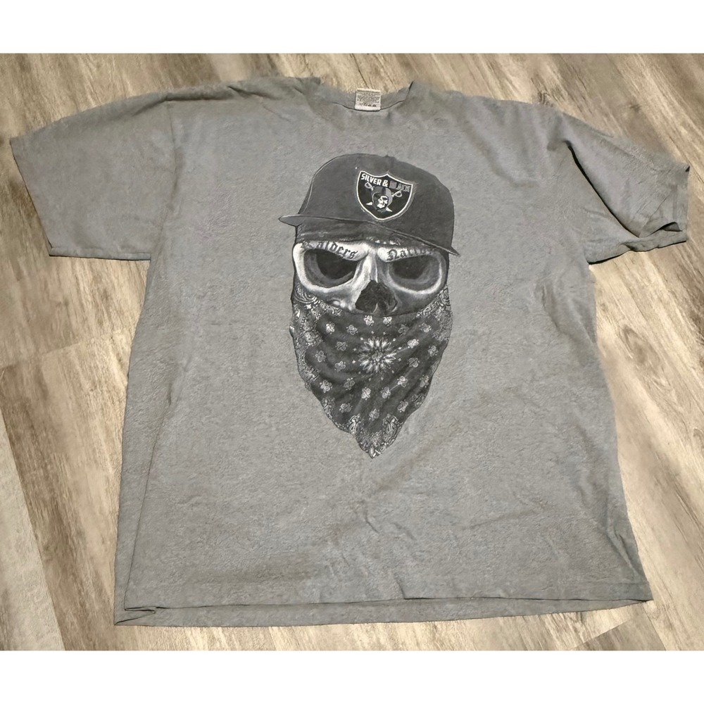 Shaka Wear Silver & Black Nation Raiders Skull Graphic Tee Gray 3XL Heavyweight